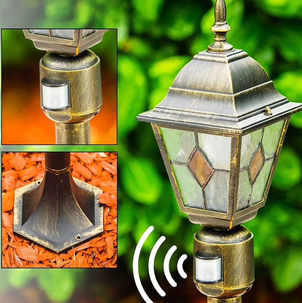 Borne Lumineuse Antibes Brun Dore, 1 Lumiere, Detecteur De Mouvement