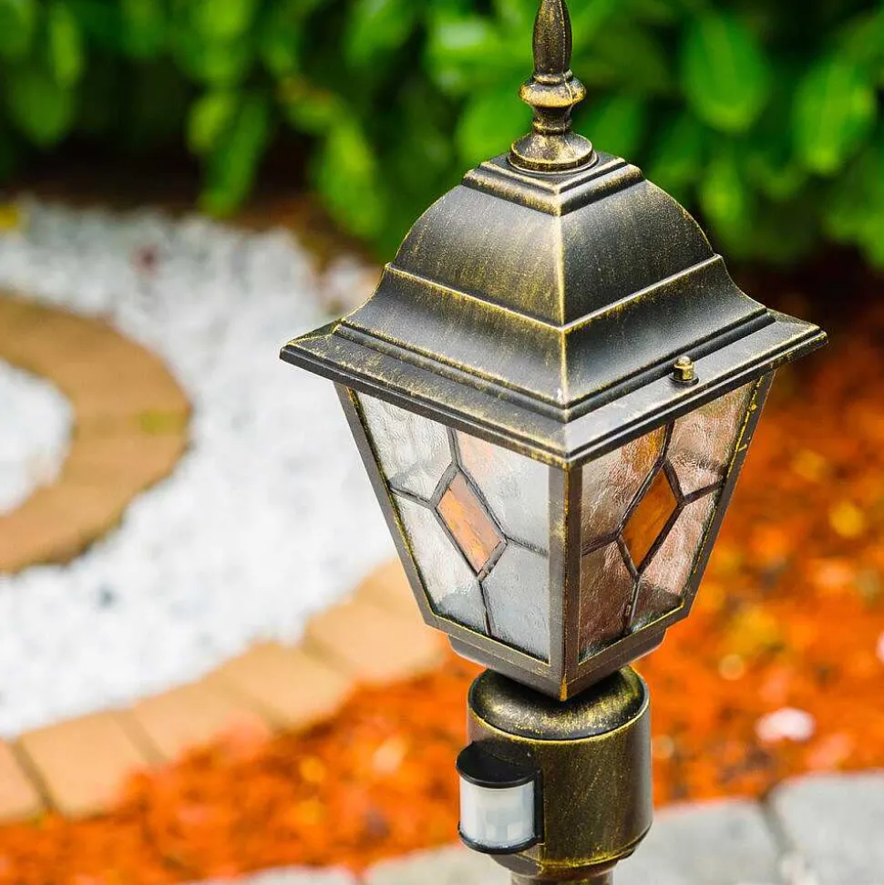 Borne Lumineuse Antibes Brun Dore, 1 Lumiere, Detecteur De Mouvement