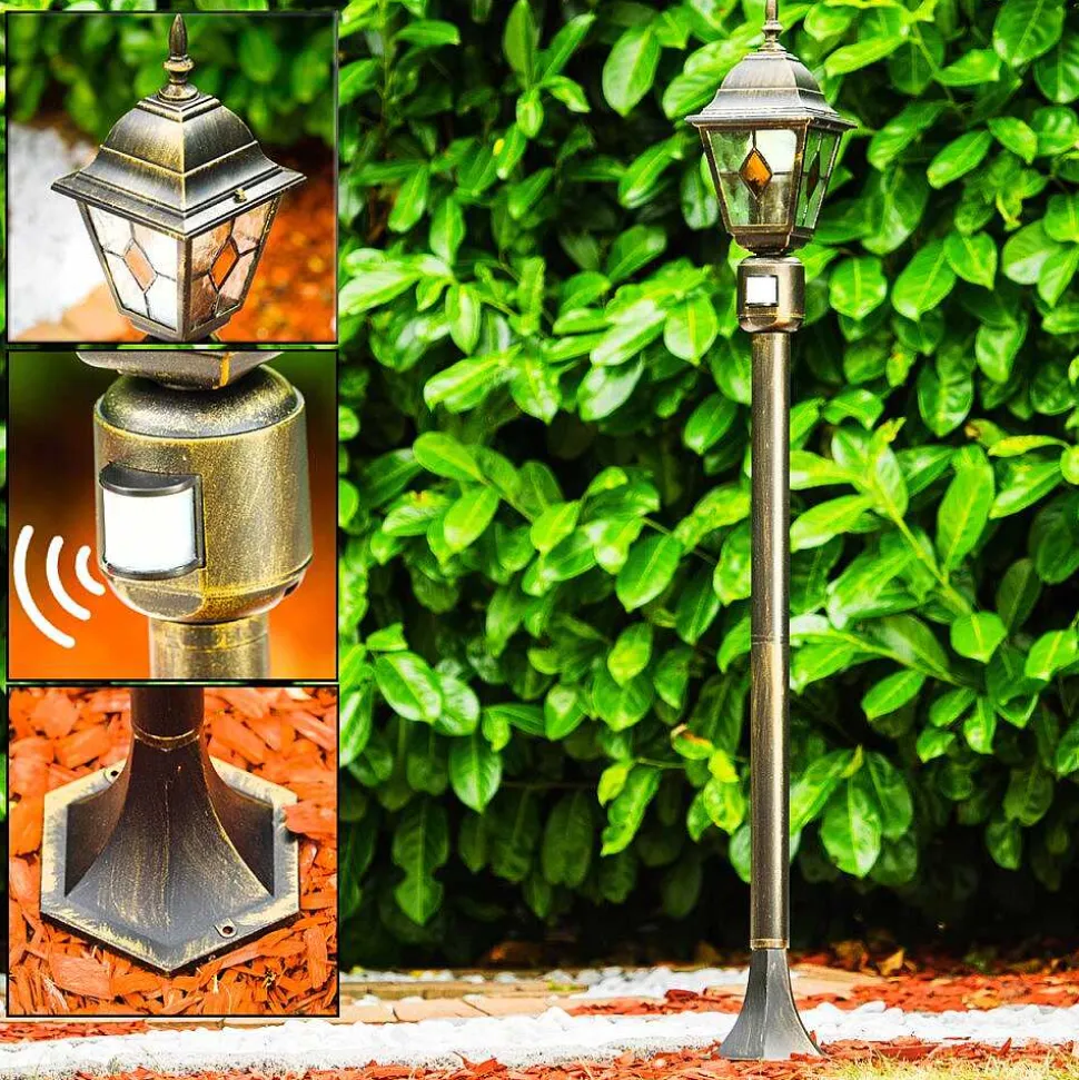 Borne Lumineuse Antibes Brun Dore, 1 Lumiere, Detecteur De Mouvement