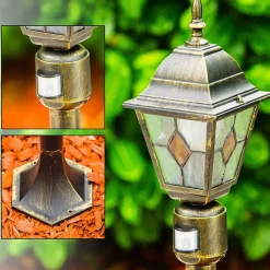 Borne Lumineuse Antibes Brun Dore, 1 Lumiere, Detecteur De Mouvement