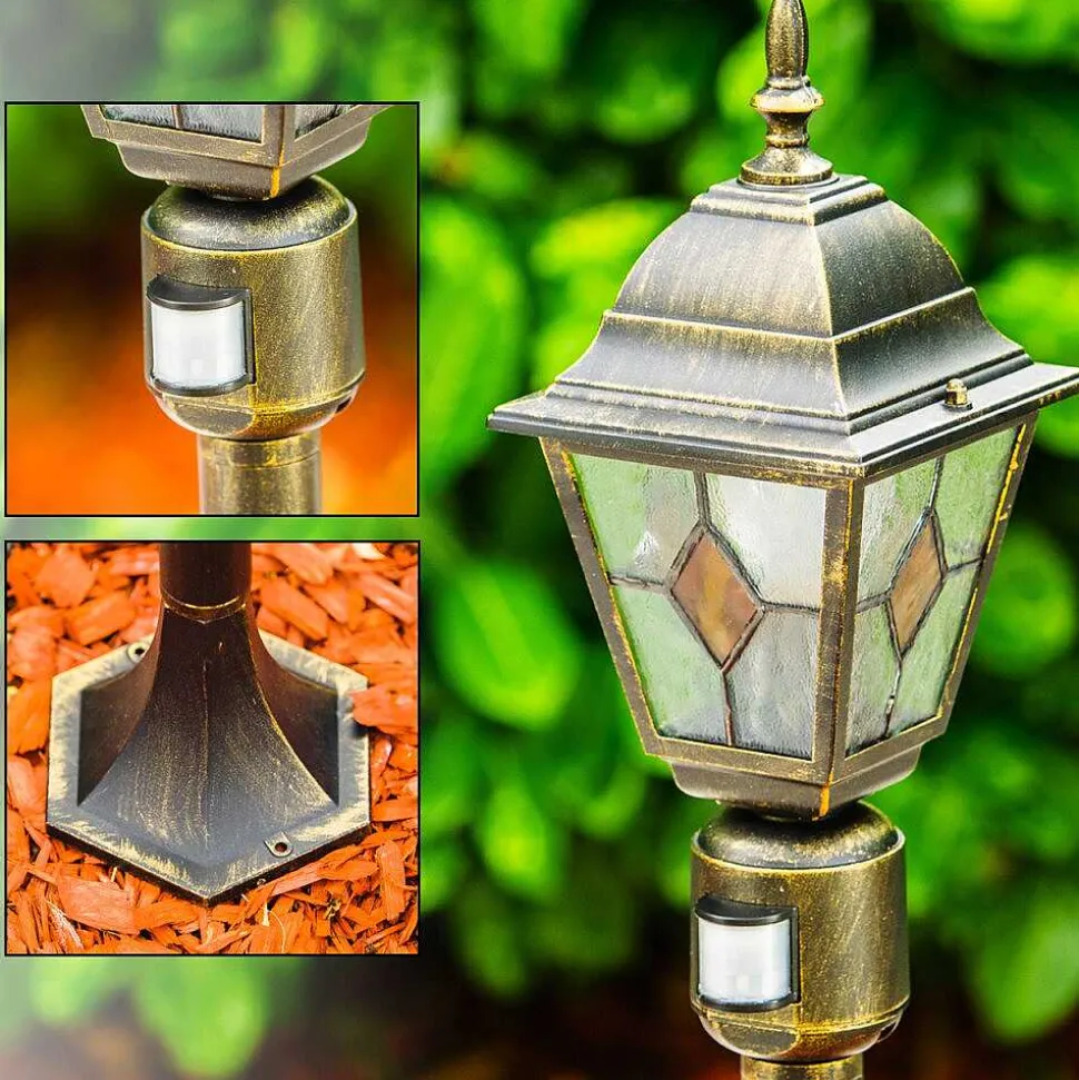 Borne Lumineuse Antibes Brun Dore, 1 Lumiere, Detecteur De Mouvement