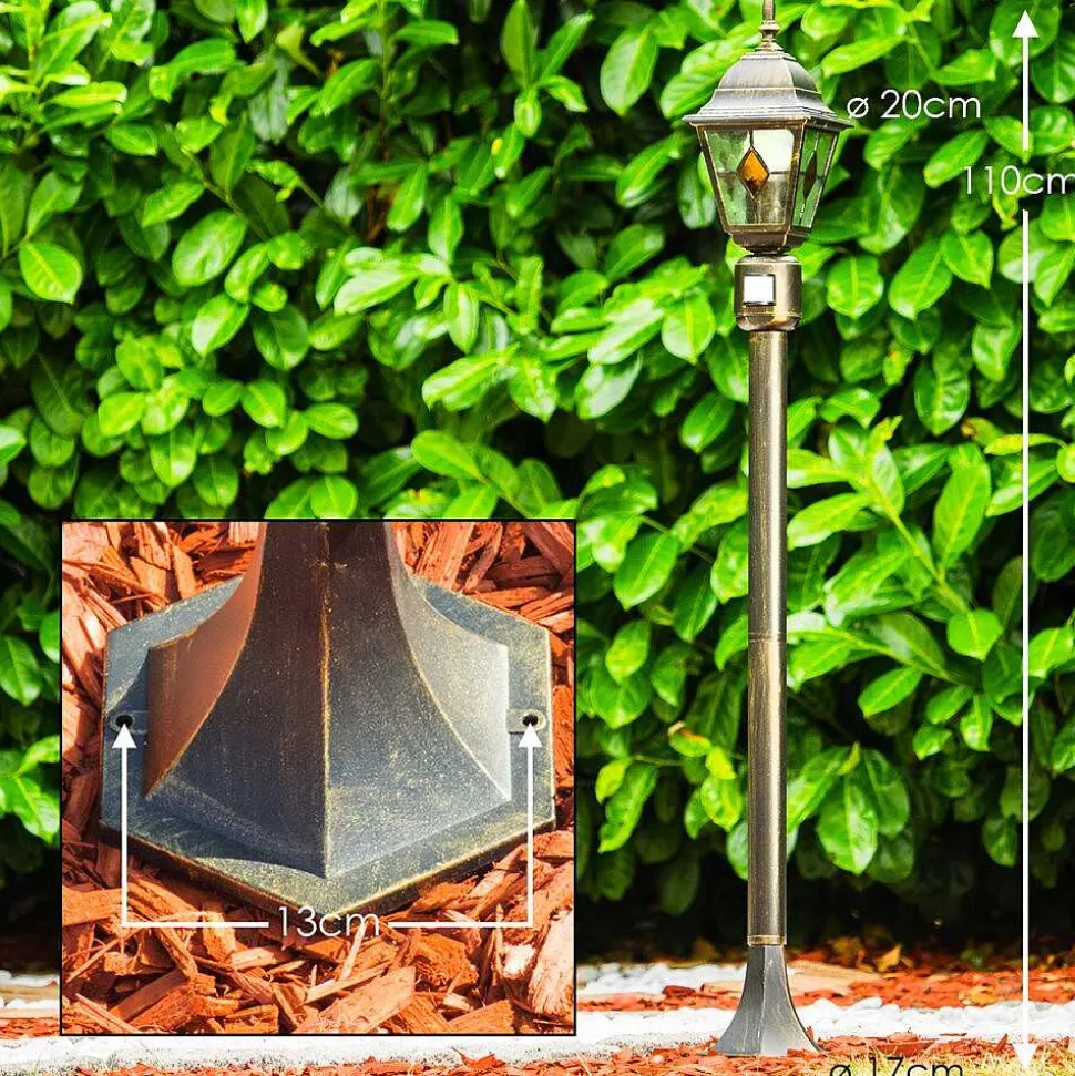 Borne Lumineuse Antibes Brun Dore, 1 Lumiere, Detecteur De Mouvement