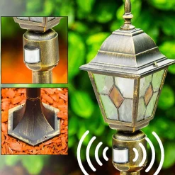 Borne Lumineuse Antibes Brun Dore, 1 Lumiere, Detecteur De Mouvement