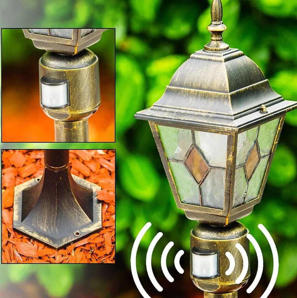 Borne Lumineuse Antibes Brun Dore, 1 Lumiere, Detecteur De Mouvement