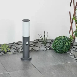 Borne Lumineuse Caserta Anthracite, 1 Lumiere, Detecteur De Mouvement