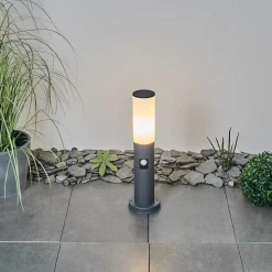 Borne Lumineuse Caserta Anthracite, 1 Lumiere, Detecteur De Mouvement