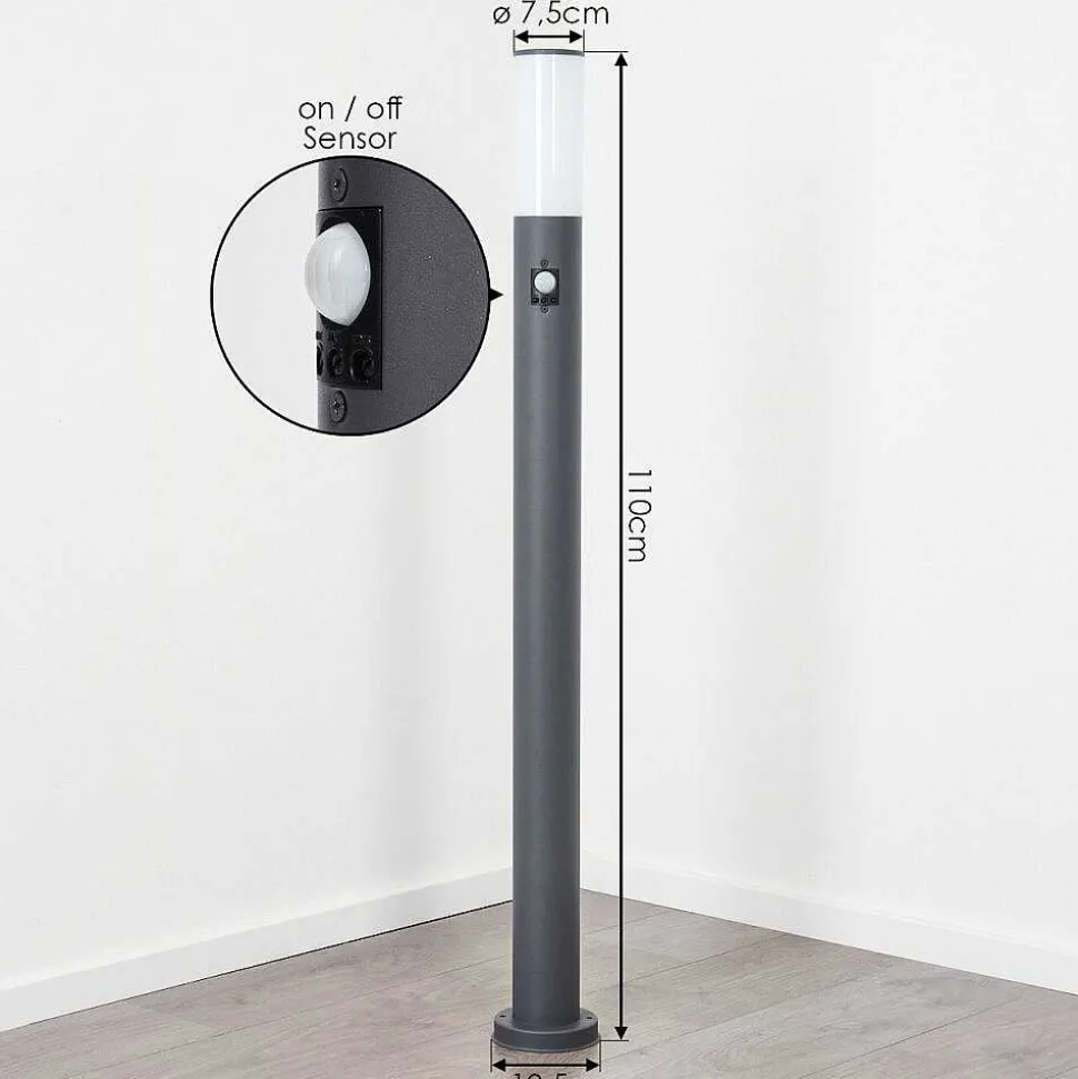 Borne Lumineuse Caserta Anthracite, 1 Lumiere, Detecteur De Mouvement