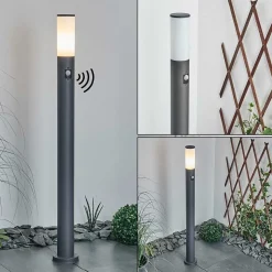 Borne Lumineuse Caserta Anthracite, 1 Lumiere, Detecteur De Mouvement