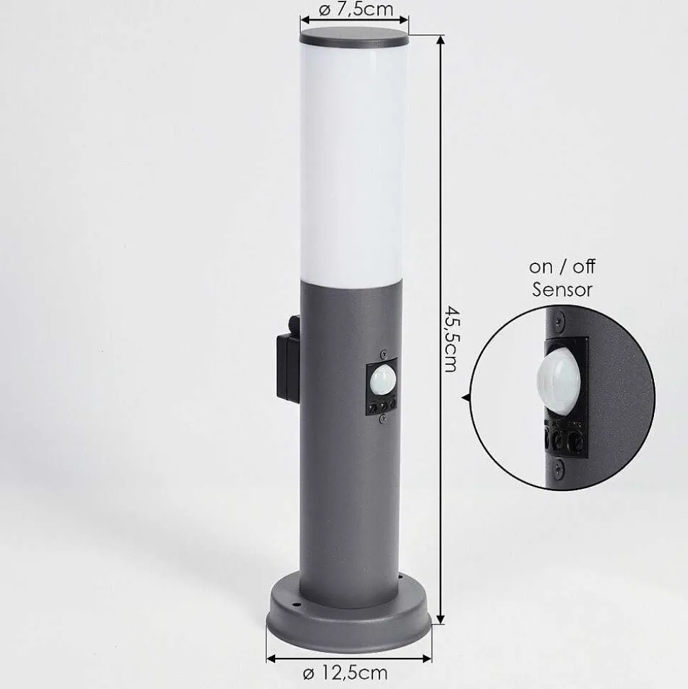 Borne Lumineuse Caserta Anthracite, 1 Lumiere, Detecteur De Mouvement