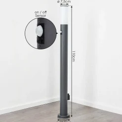 Borne Lumineuse Caserta Anthracite, 1 Lumiere, Detecteur De Mouvement