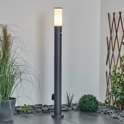 Borne Lumineuse Caserta Anthracite, 1 Lumiere, Detecteur De Mouvement