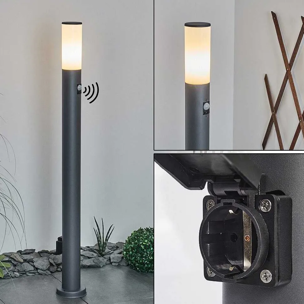 Borne Lumineuse Caserta Anthracite, 1 Lumiere, Detecteur De Mouvement