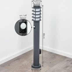 Borne Lumineuse Caserta Anthracite, 1 Lumiere, Detecteur De Mouvement