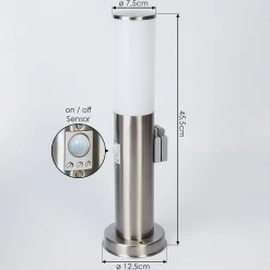 Borne Lumineuse Caserta Nickel Mat, 1 Lumiere, Detecteur De Mouvement