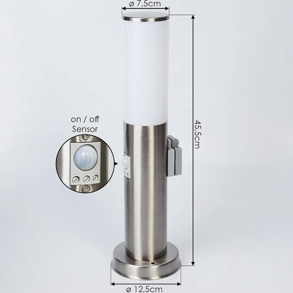 Borne Lumineuse Caserta Nickel Mat, 1 Lumiere, Detecteur De Mouvement