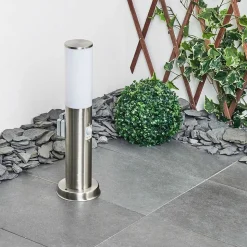 Borne Lumineuse Caserta Nickel Mat, 1 Lumiere, Detecteur De Mouvement