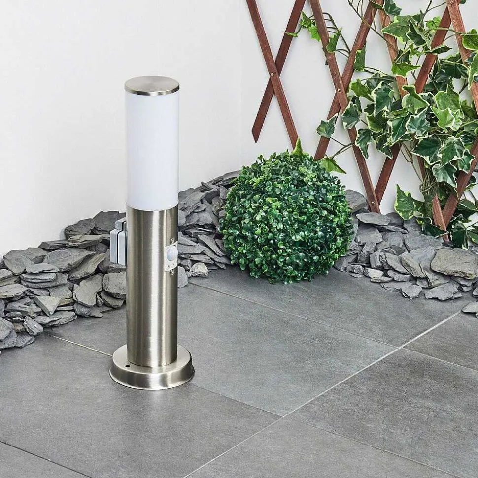 Borne Lumineuse Caserta Nickel Mat, 1 Lumiere, Detecteur De Mouvement