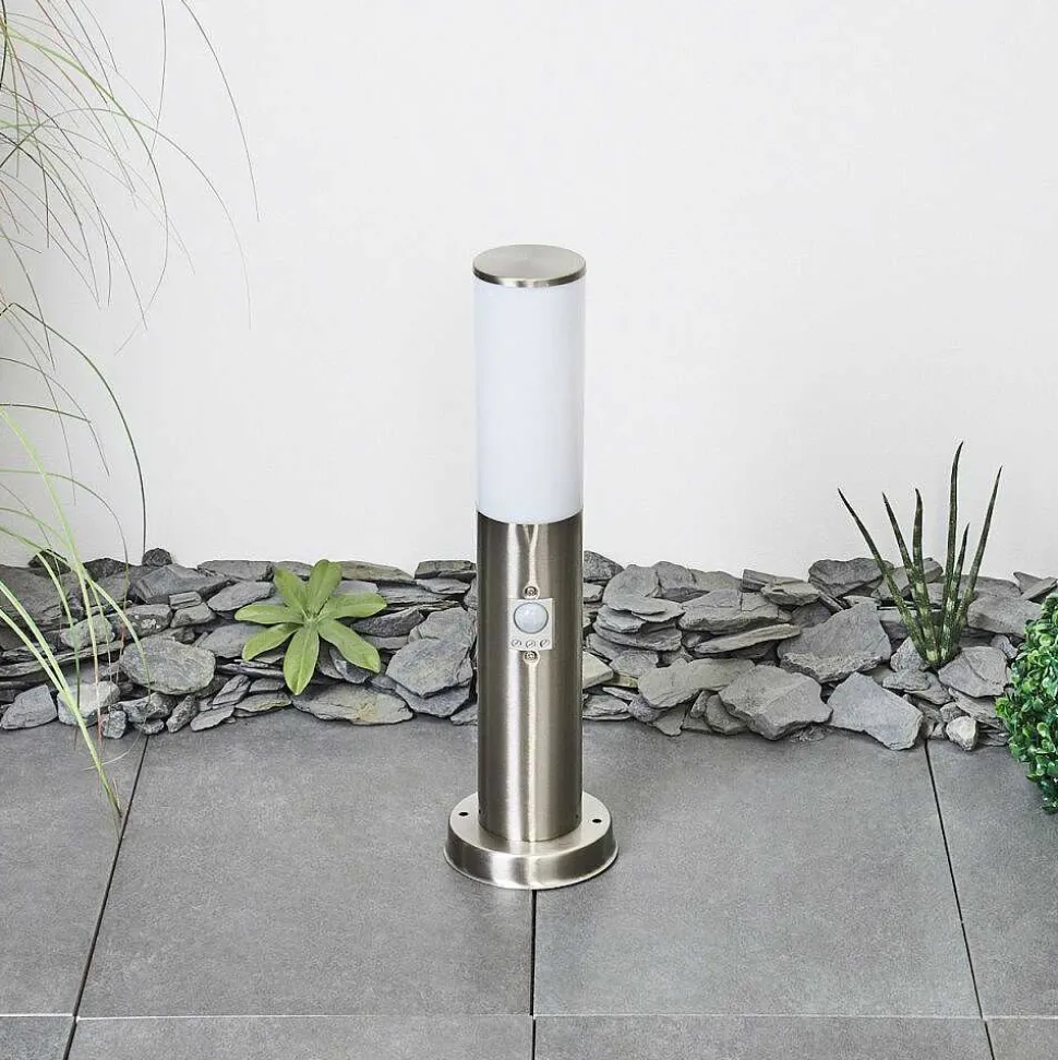 Borne Lumineuse Caserta Nickel Mat, 1 Lumiere, Detecteur De Mouvement