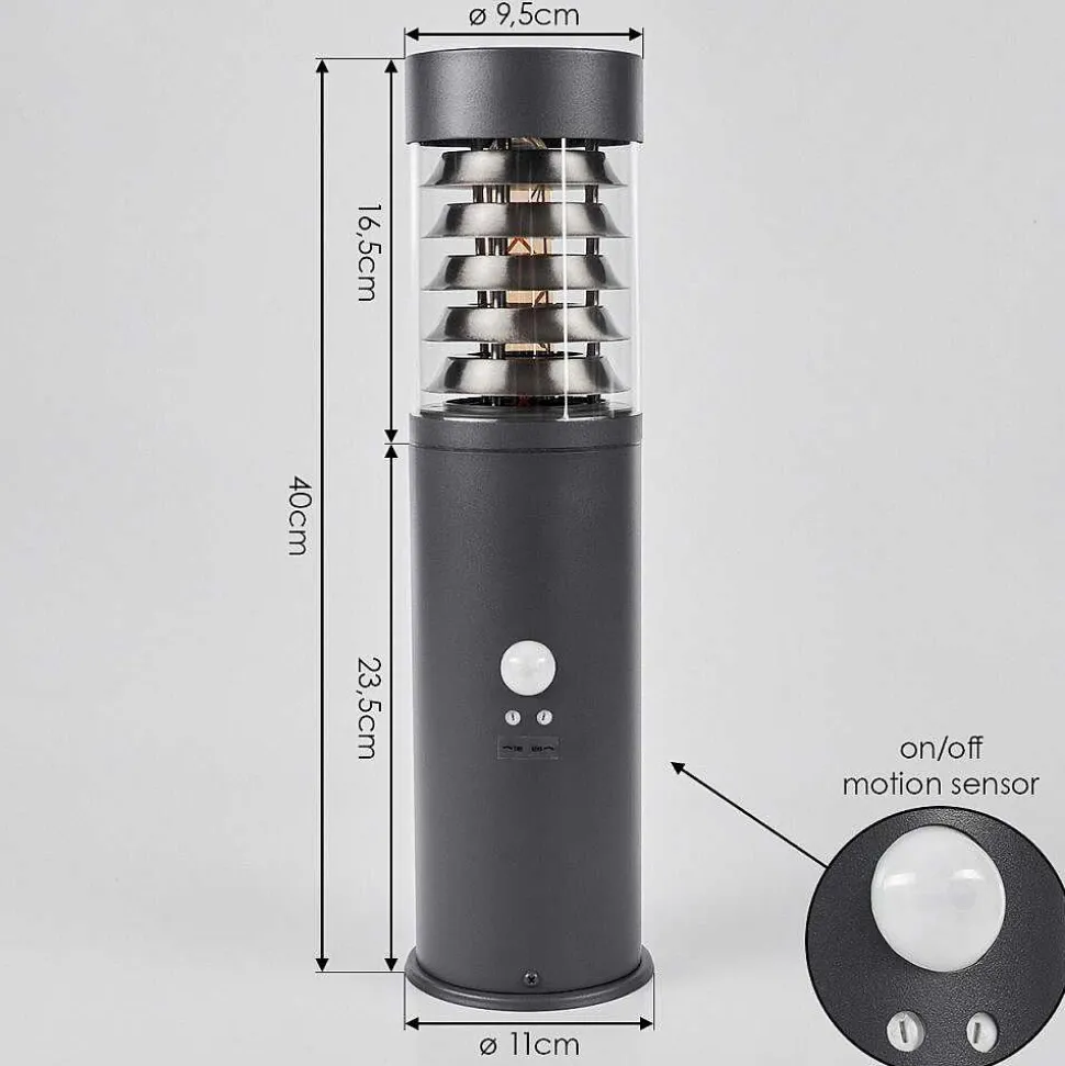 Borne Lumineuse Dakar Anthracite, 1 Lumiere, Detecteur De Mouvement