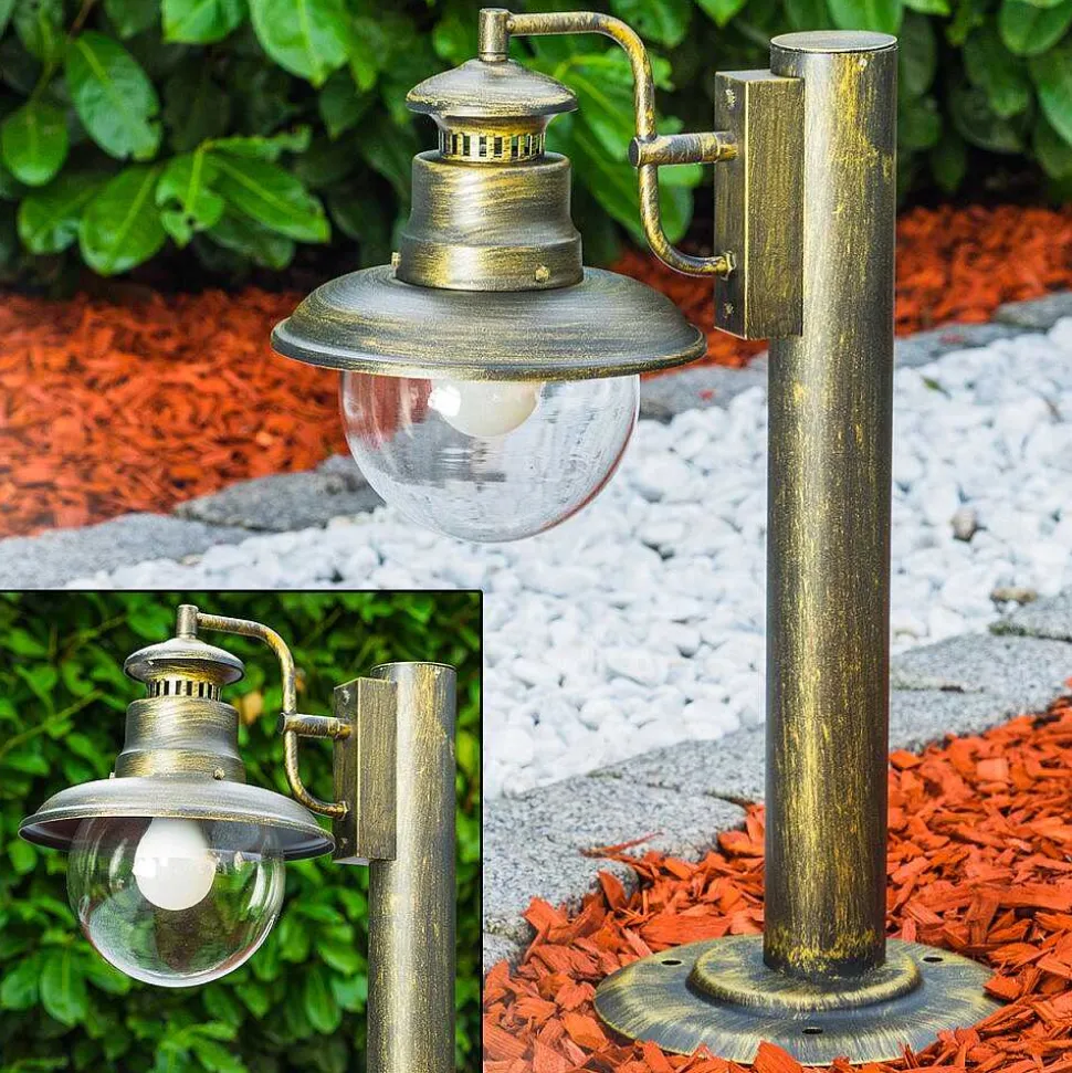 Borne Lumineuse Fox Vieux Laiton, Noir Dore, 1 Lumiere