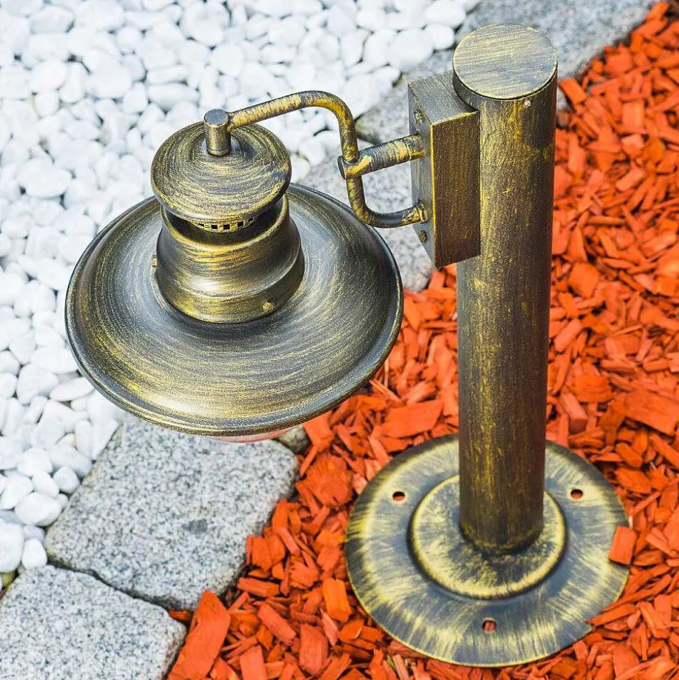 Borne Lumineuse Fox Vieux Laiton, Noir Dore, 1 Lumiere