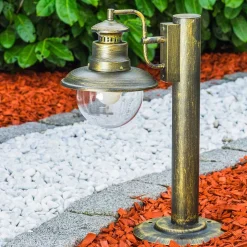 Borne Lumineuse Fox Vieux Laiton, Noir Dore, 1 Lumiere