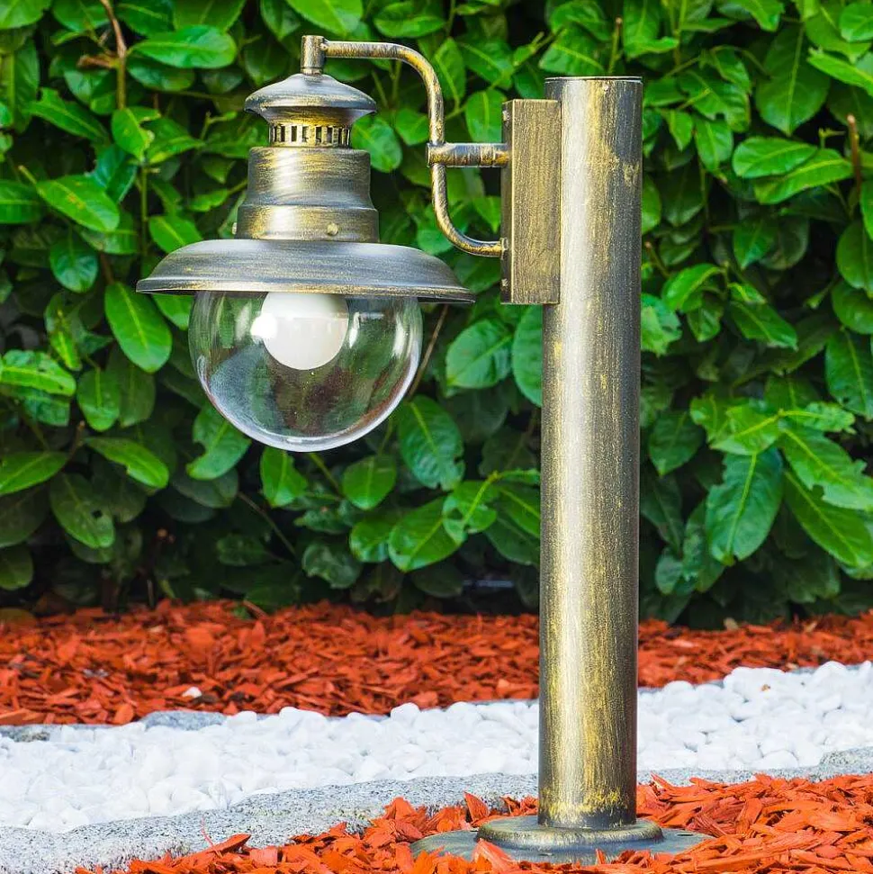 Borne Lumineuse Fox Vieux Laiton, Noir Dore, 1 Lumiere