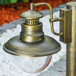 Borne Lumineuse Fox Vieux Laiton, Noir Dore, 1 Lumiere