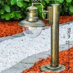 Borne Lumineuse Fox Vieux Laiton, Noir Dore, 1 Lumiere