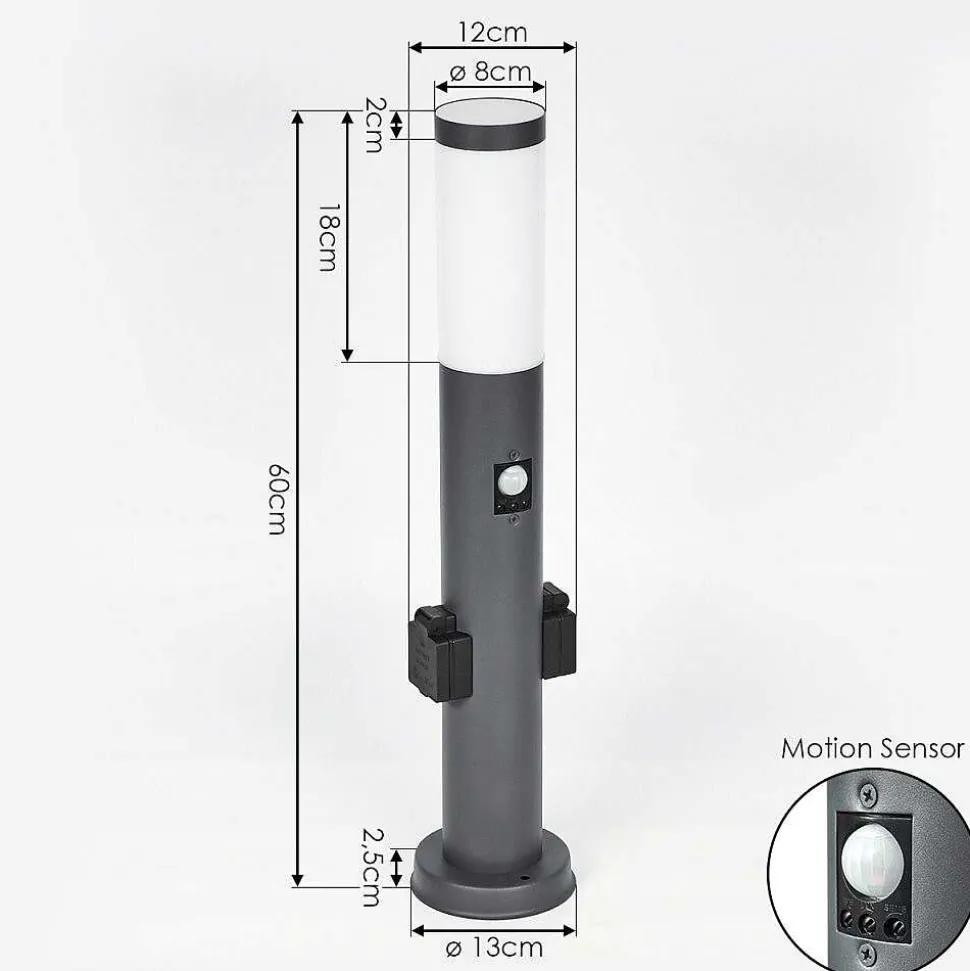 Borne Lumineuse Gaborone Anthracite, 1 Lumiere, Detecteur De Mouvement