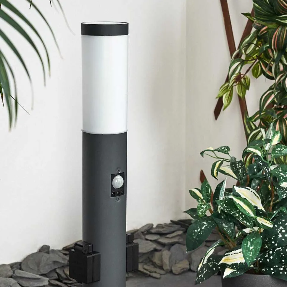 Borne Lumineuse Gaborone Anthracite, 1 Lumiere, Detecteur De Mouvement