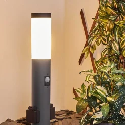 Borne Lumineuse Gaborone Anthracite, 1 Lumiere, Detecteur De Mouvement