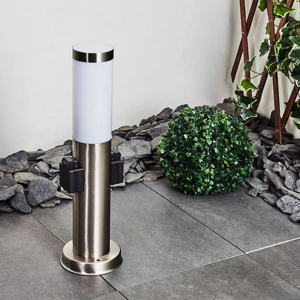 Borne Lumineuse Gaborone Led Nickel Mat, 1 Lumiere