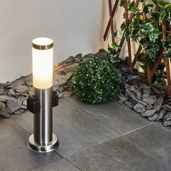 Borne Lumineuse Gaborone Led Nickel Mat, 1 Lumiere