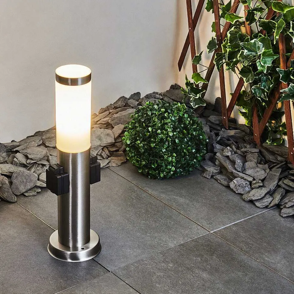 Borne Lumineuse Gaborone Led Nickel Mat, 1 Lumiere