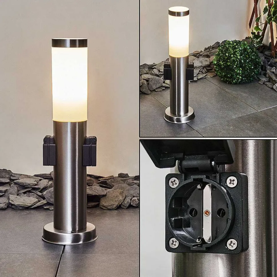 Borne Lumineuse Gaborone Led Nickel Mat, 1 Lumiere