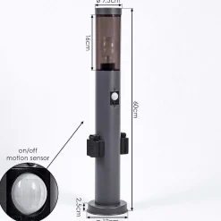 Borne Lumineuse Gaborone Anthracite, 1 Lumiere, Detecteur De Mouvement