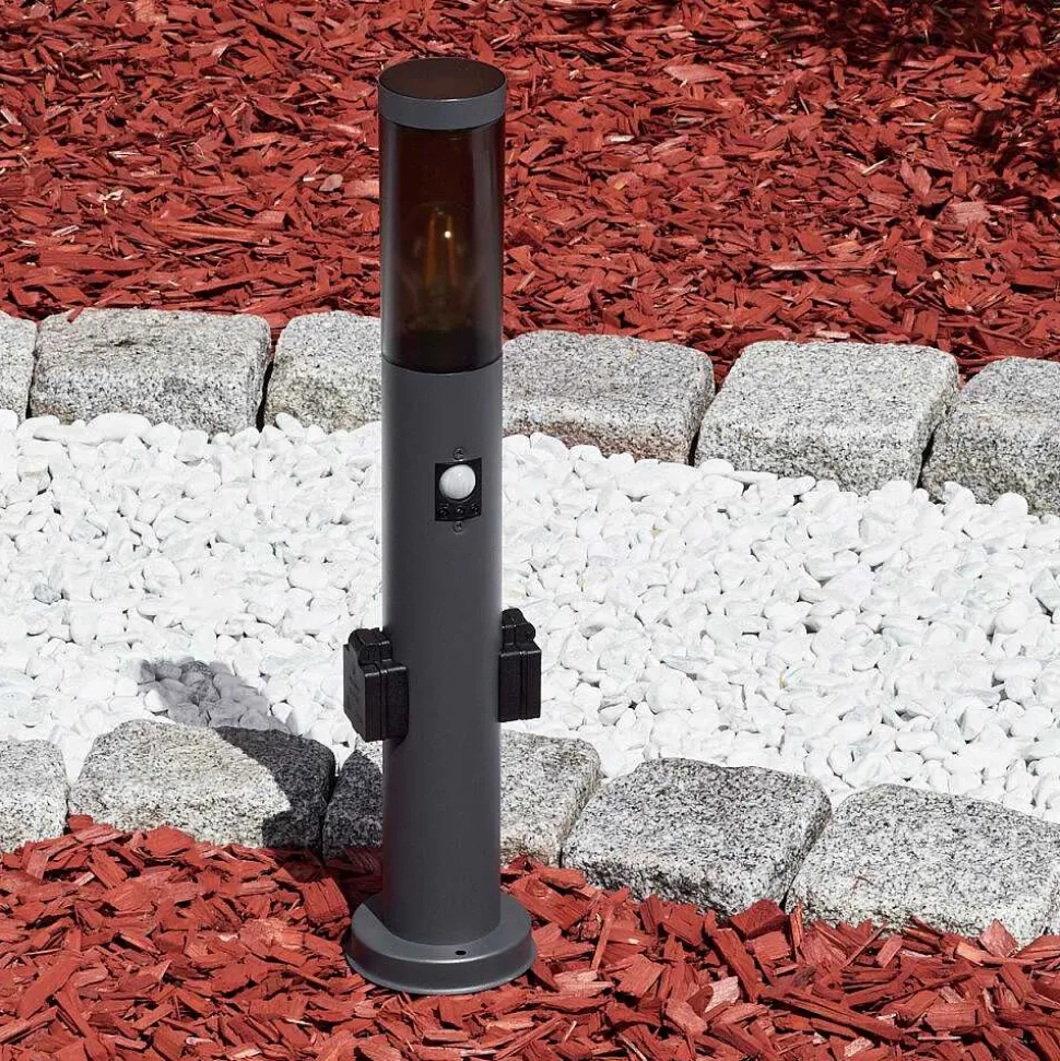 Borne Lumineuse Gaborone Anthracite, 1 Lumiere, Detecteur De Mouvement