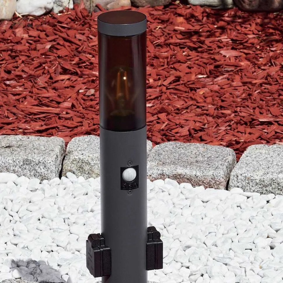 Borne Lumineuse Gaborone Anthracite, 1 Lumiere, Detecteur De Mouvement