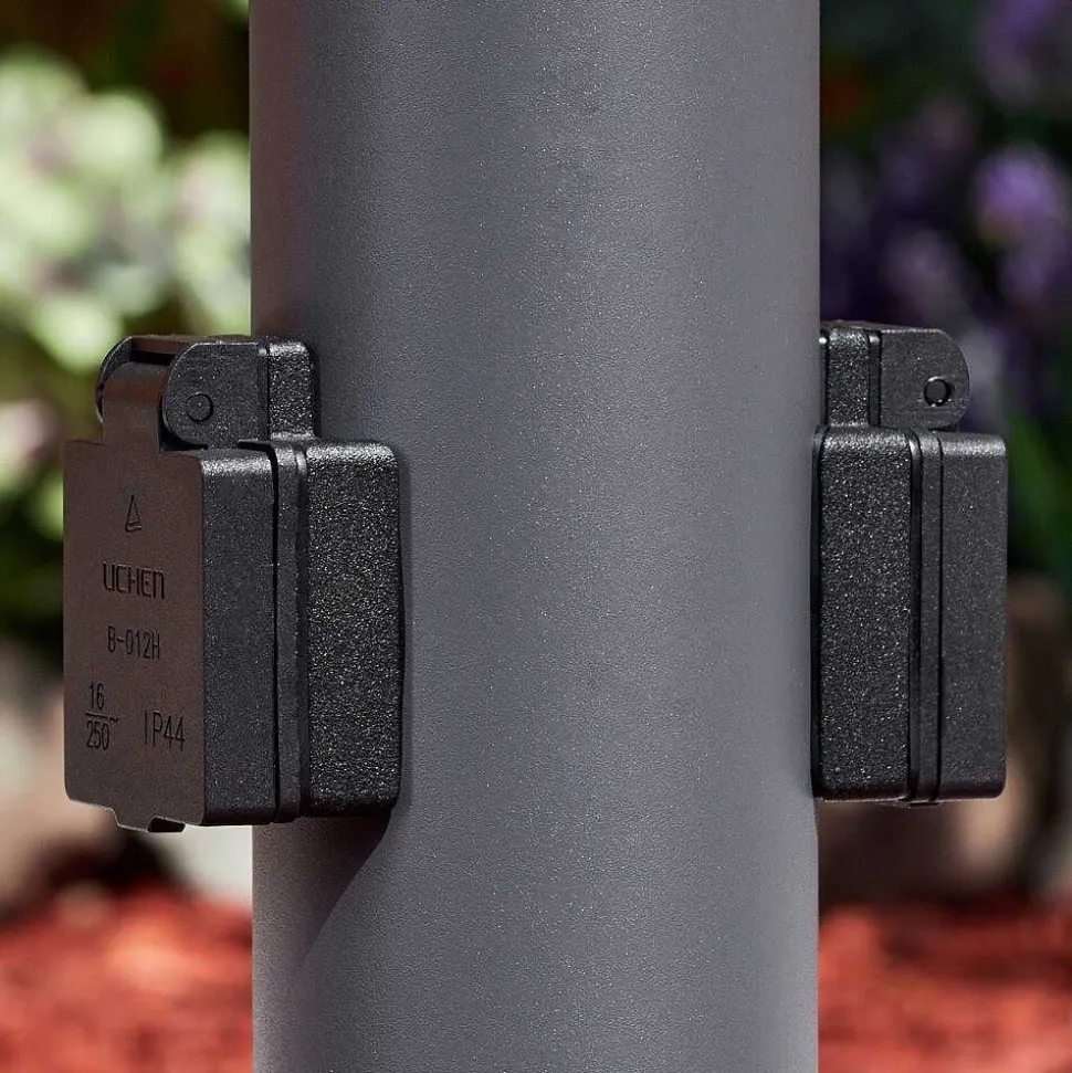 Borne Lumineuse Gaborone Anthracite, 1 Lumiere, Detecteur De Mouvement