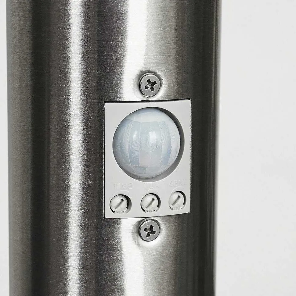 Borne Lumineuse Gaborone Led Nickel Mat, 1 Lumiere, Detecteur De Mouvement