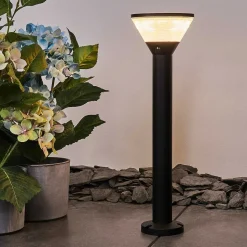 Borne Lumineuse Joennierni Led Noir, 1 Lumiere, Detecteur De Mouvement, Changeur De Couleurs