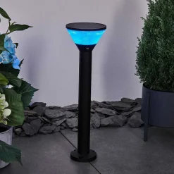 Borne Lumineuse Joennierni Led Noir, 1 Lumiere, Detecteur De Mouvement, Changeur De Couleurs