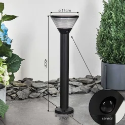 Borne Lumineuse Joennierni Led Noir, 1 Lumiere, Detecteur De Mouvement, Changeur De Couleurs