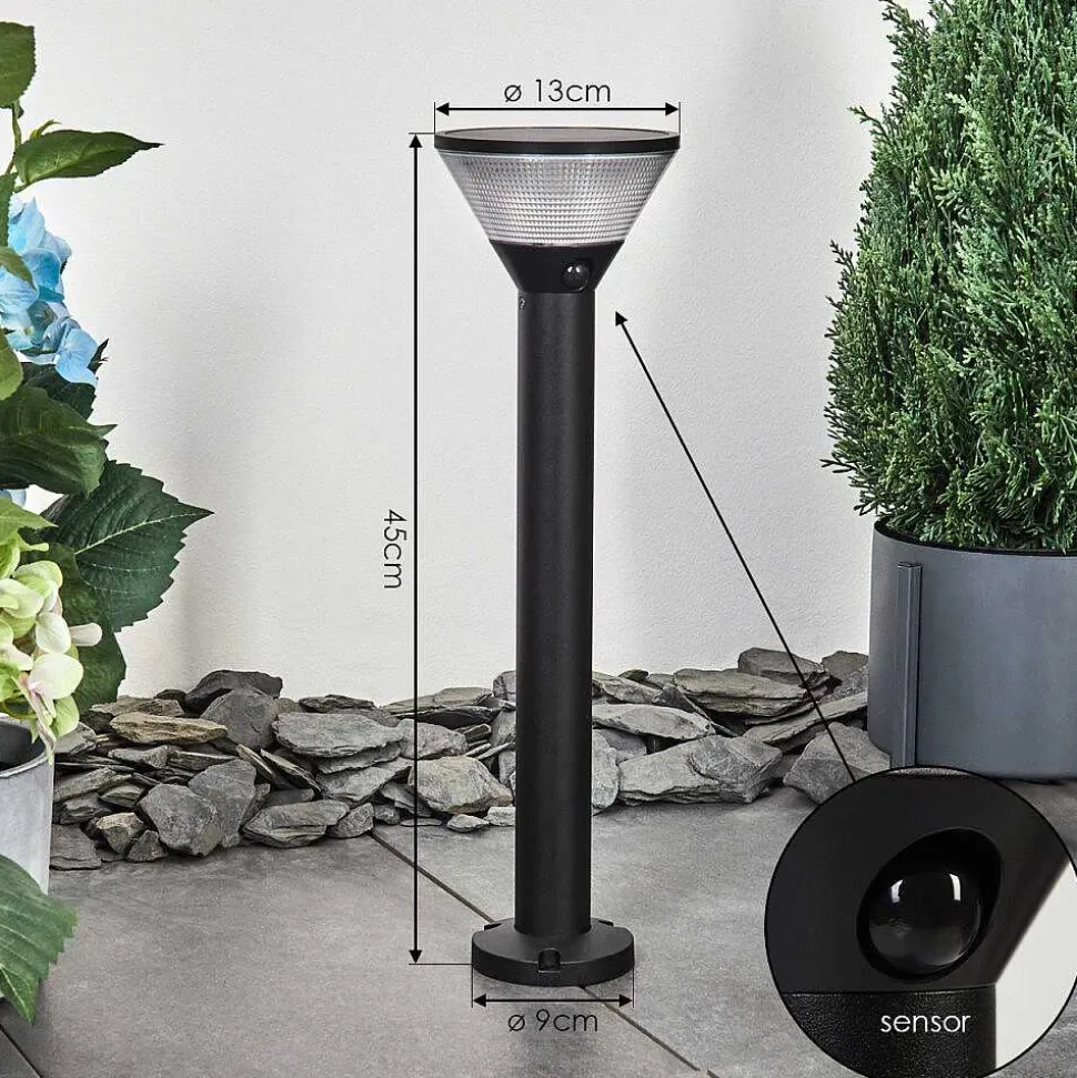 Borne Lumineuse Joennierni Led Noir, 1 Lumiere, Detecteur De Mouvement, Changeur De Couleurs