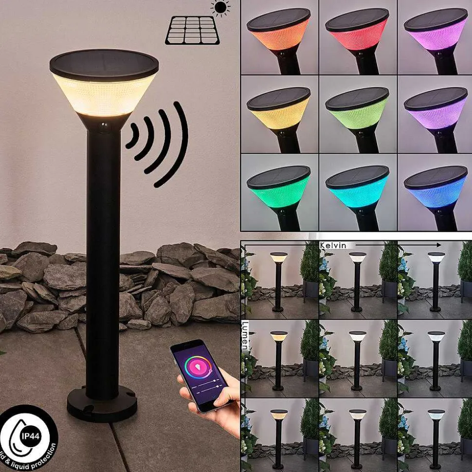 Borne Lumineuse Joennierni Led Noir, 1 Lumiere, Detecteur De Mouvement, Changeur De Couleurs