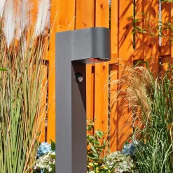 Borne Lumineuse Kingstown Anthracite, 1 Lumiere, Detecteur De Mouvement