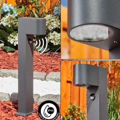 Borne Lumineuse Kingstown Anthracite, 1 Lumiere, Detecteur De Mouvement