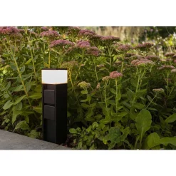 Borne Lumineuse Lutec Mains Led Noir, 1 Lumiere