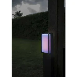 Borne Lumineuse Lutec Qubo Led Anthracite, 1 Lumiere, Changeur De Couleurs